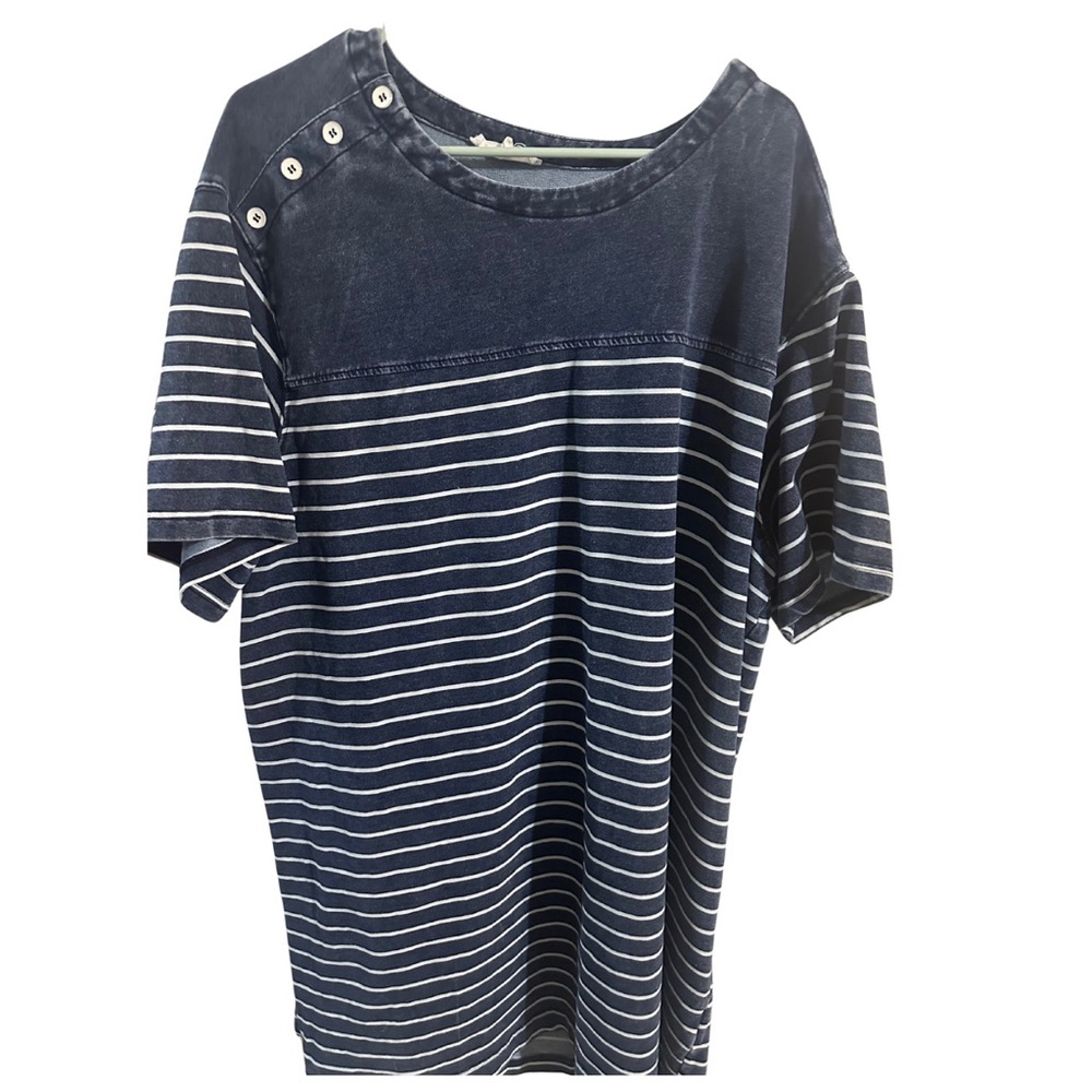 Navy Striped Midi Dress